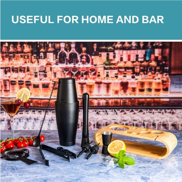 10-Pcs Boston Cocktail Shaker Set Matte Black, Bar Shaker Sets Bar Tools Set Bartending Set 25oz Bar Kits for Bartender Set for Professional Bartender and Home - Image 5